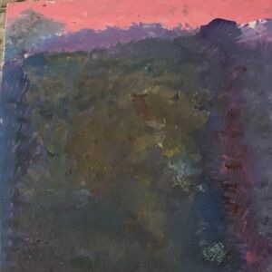 Vibrant Abstract Painting with Pink and Blue Hues